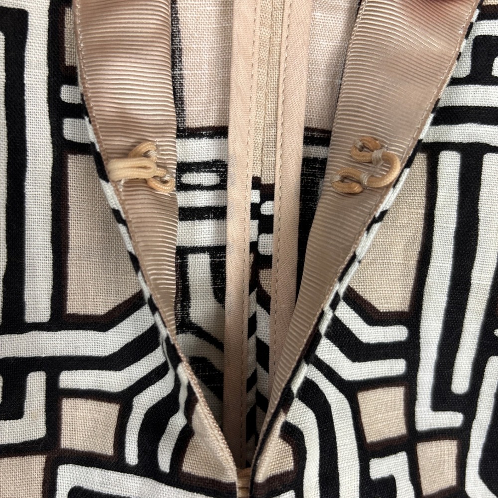 Jaclyn Smith Jacket Womens XL Beige Black Geometric Linen Retro Minimalist Artsy - Picture 7 of 16